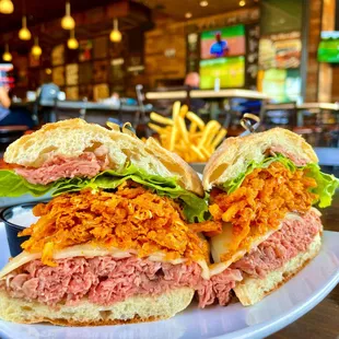 a sandwich and fries