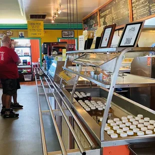 Grab a tray for your party, look at the menu, load up on drinks, order and pay at the register