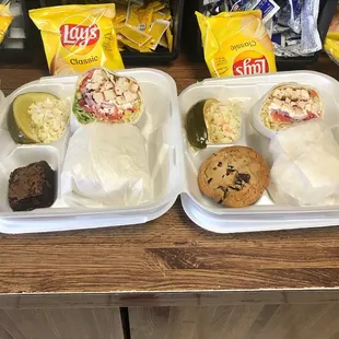 two trays of food