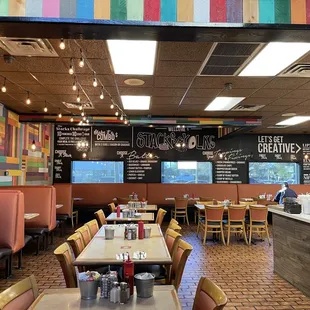 View from the restroom hallway.