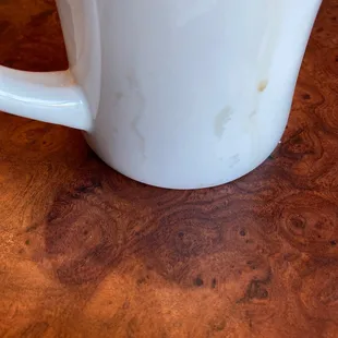 Coffee cup with stains are dried coffee on it not clean properly