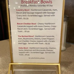 Breakfast bowls