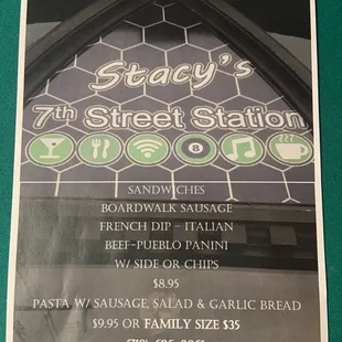 Curbside menu