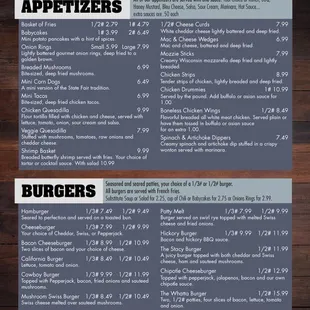 the menu of the restaurant