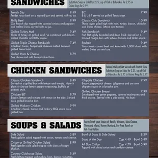 the menu of the restaurant