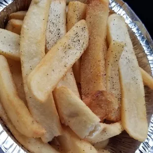 french fries in a tin