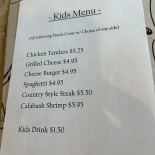 Kids menu: they have crayons too