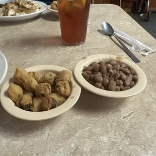 Fried Okra and Pinto  Beans