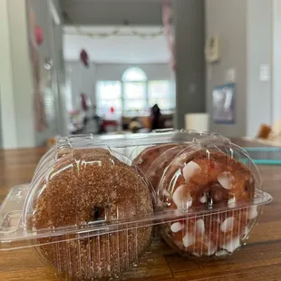 Apple cider donuts and strawberry donuts