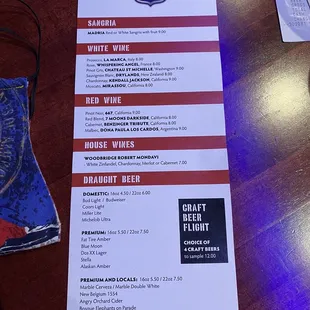 Wine and Beer Menu