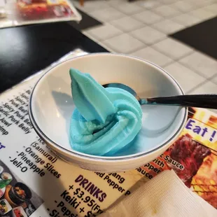 Samurai blue vanilla ice cream soft serve