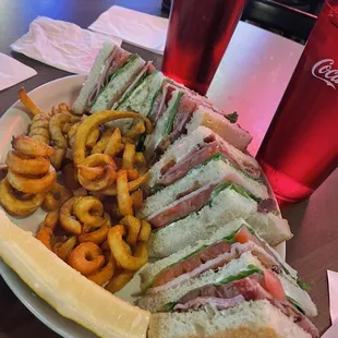 Club Sandwich with Curly Fries