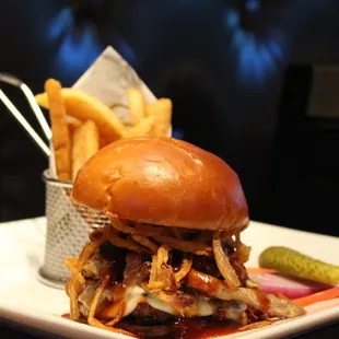 a burger and french fries