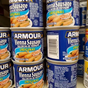 a display of canned items