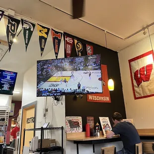 Great size TV and variety of seating