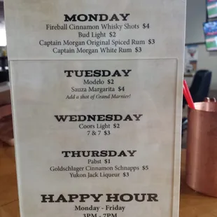 Drink specials