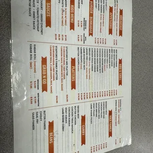 Menu pricing as of feb 5th 2023