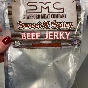 a bag of beef jerky