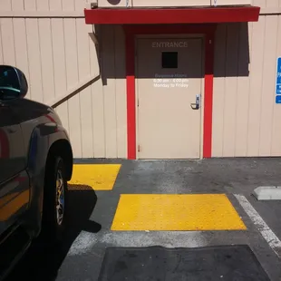 parking lot with a truck parked in front of it