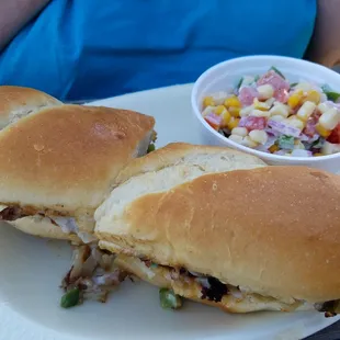 The philly and corn salad, very good!