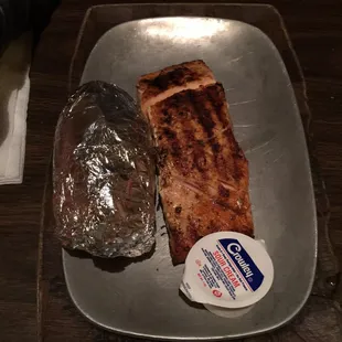 Delicious unadorned salmon &amp; no-frills potato. /