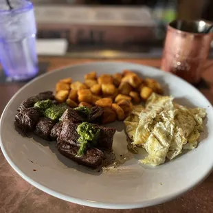Steak egg and potatoes
