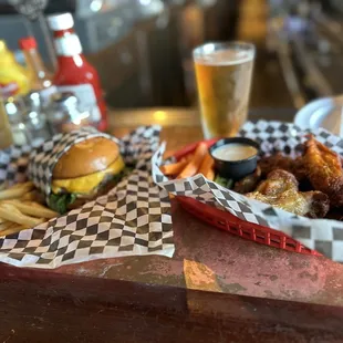 Stag burger and wings
