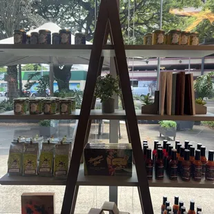 a display of products in a store window