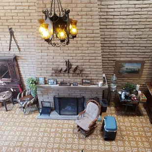 Down stairs lobby. I really with i would have thought to get a photo of upstairs. Was even cuter.