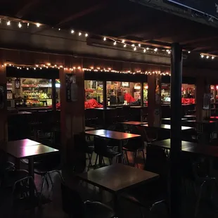 The bar area - love the white Christmas lights!
