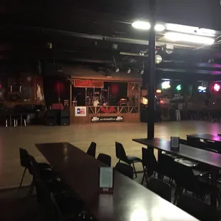 Facing the dance floor.