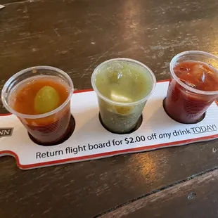 three different beverages