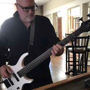 Barry on the bass. Having some music fun with our guests!