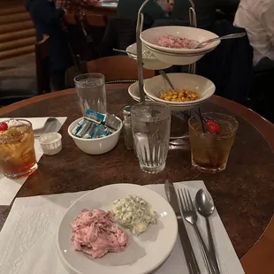 The 3 different salads served with generous portions