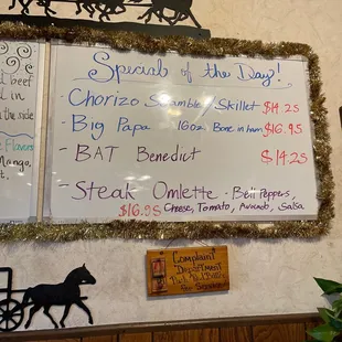 a menu for a horse drawn carriage
