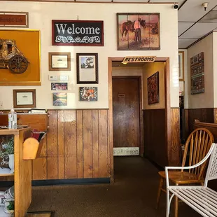 the entrance to the saloon