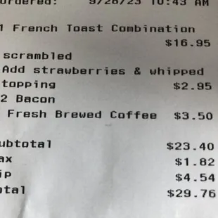 Total bill with tip for one person!