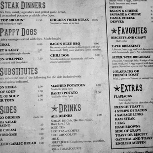 The menu as of 1/23/18.