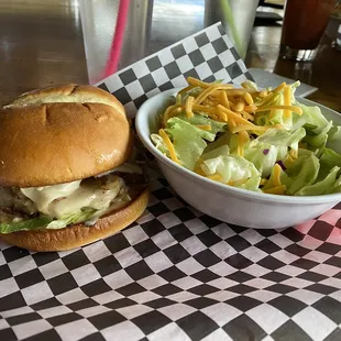 Chicken mushroom bacon burger