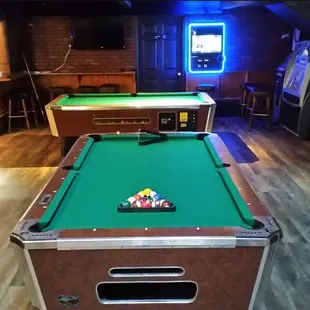 a pool table and billiards