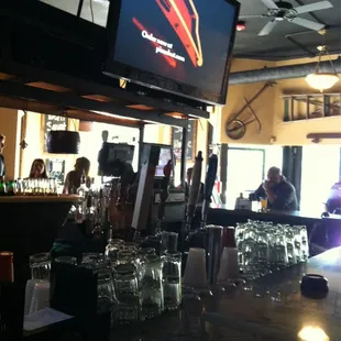 Part of the bar sitting against the wall.