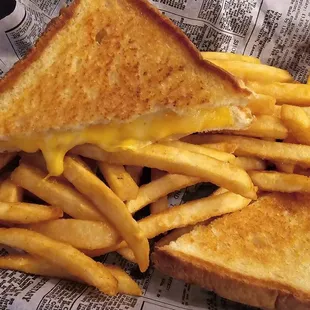 Kids grilled cheese with regular fries