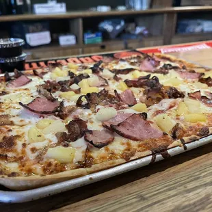 Bacon, ham, and pineapple