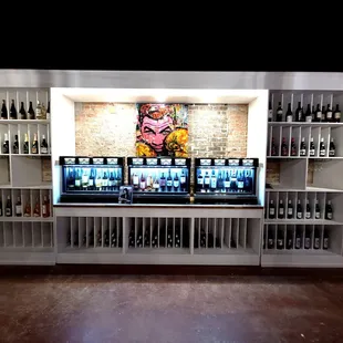 a display of wine bottles