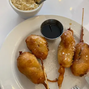 Sausage Skewers and Gouda Grits