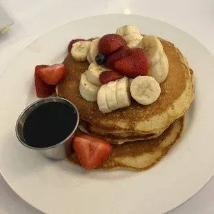 Short stack with added bananas and strawberries