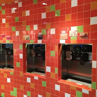 a row of vending machines