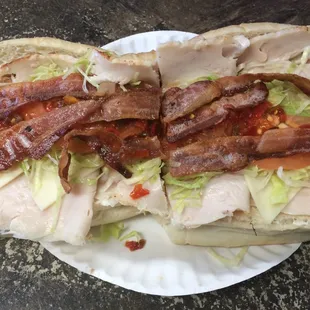 turkey and cheese grinder with bacon and american cheese