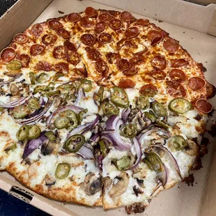 Half Pepperoni Half Stallionz Supreme