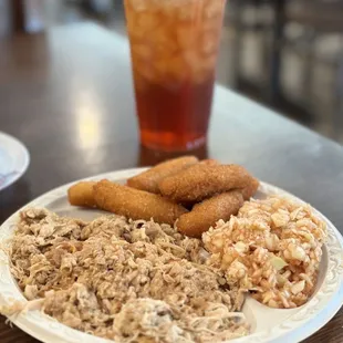 Chopped Pork Barbecue Plate - with slaw and hushpuppies